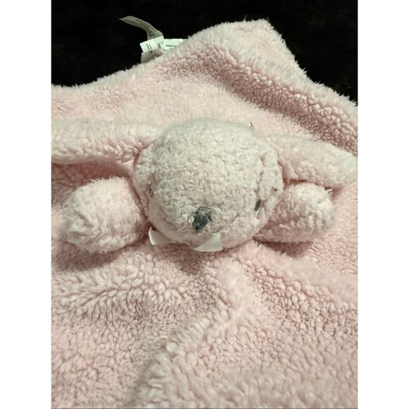 Blankets & Beyond Pink Bunny Lovey Security Blanket 14" x 14" - Picture 2 of 3